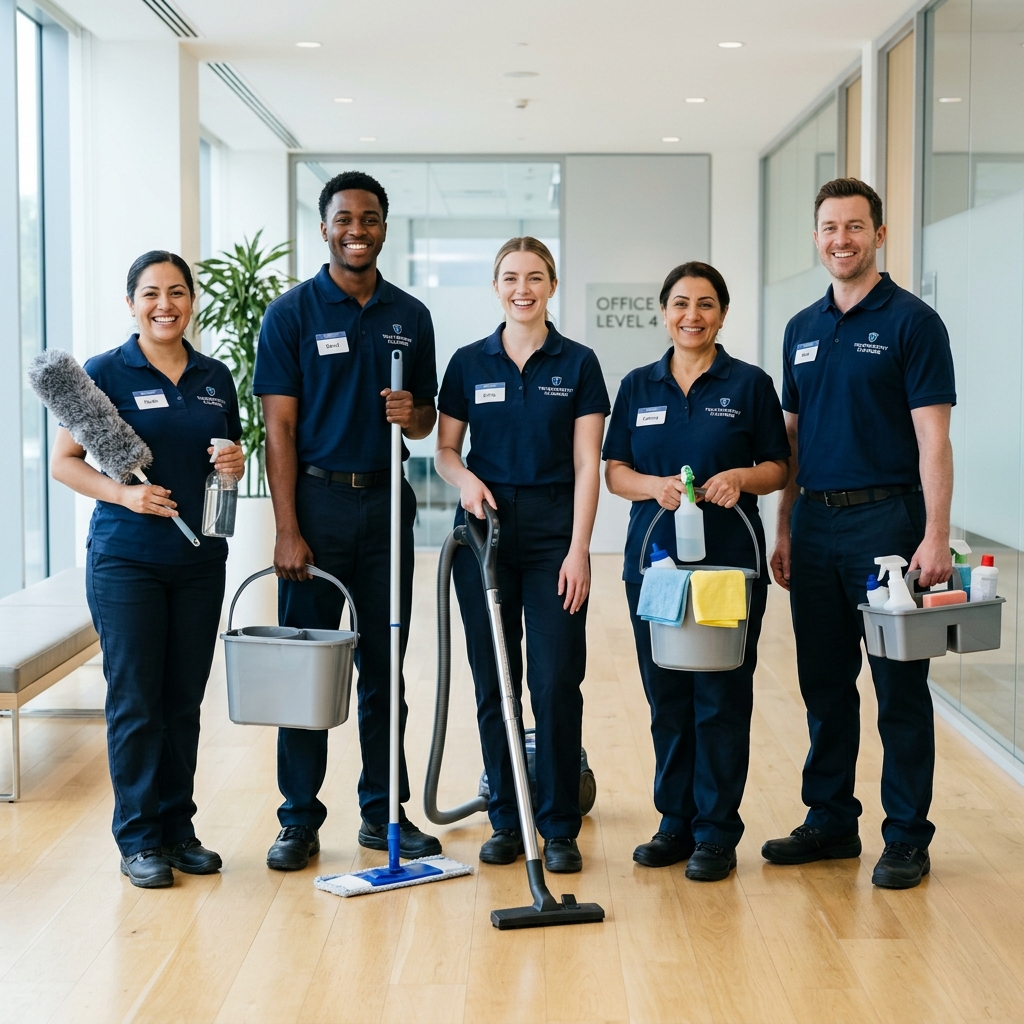 Equipe Artha Clean realizando limpeza de carpete empresarial